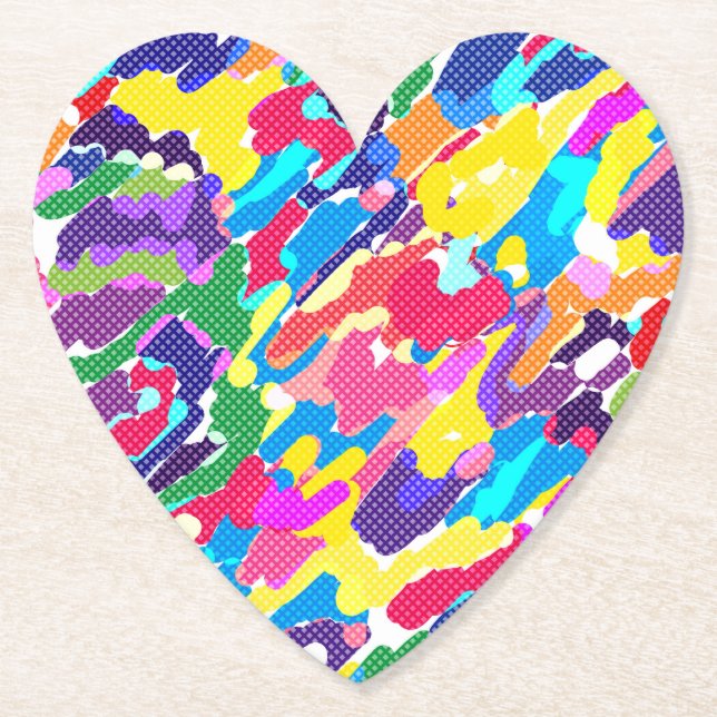 Abstract bright multicolored paper coaster (Front)