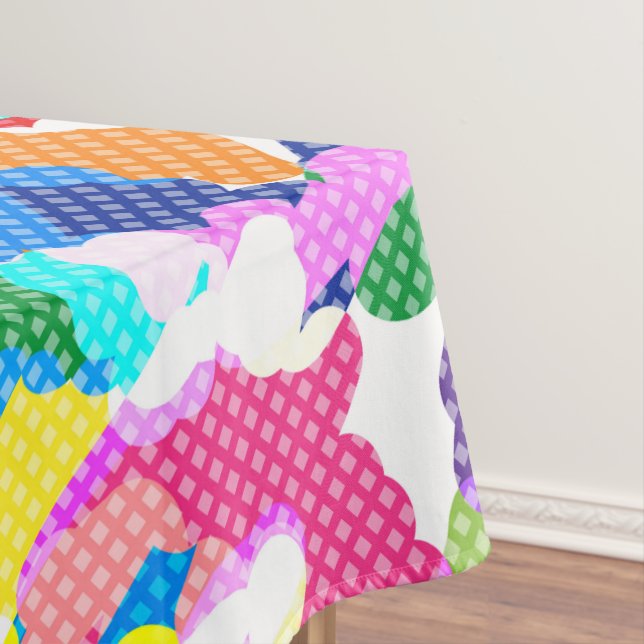 Abstract bright multicolored tablecloth (In Situ)