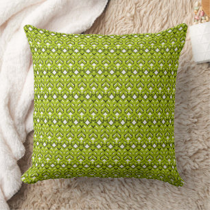 Abstract bright ornament plain neon green cushion