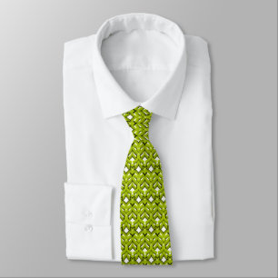 Abstract bright ornament plain neon green tie