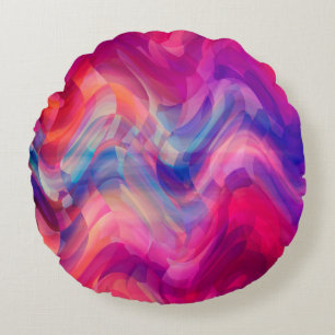 Abstract bright pink multicolored background. Eleg Round Cushion