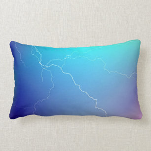 Abstract Bright Teal Pink Neon Lightning Image. Lumbar Cushion