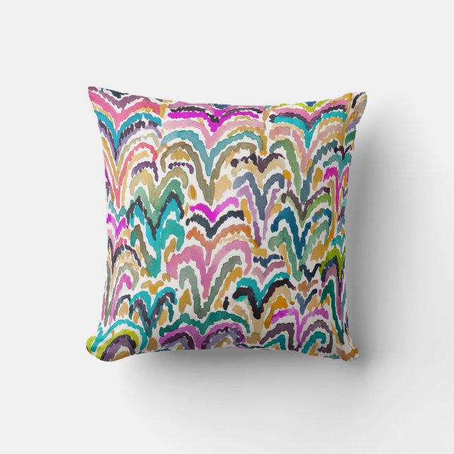 Abstract Bright Watercolor Sprouting Pattern Cushion (Front)