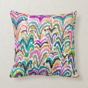 Abstract Bright Watercolor Sprouting Pattern Cushion