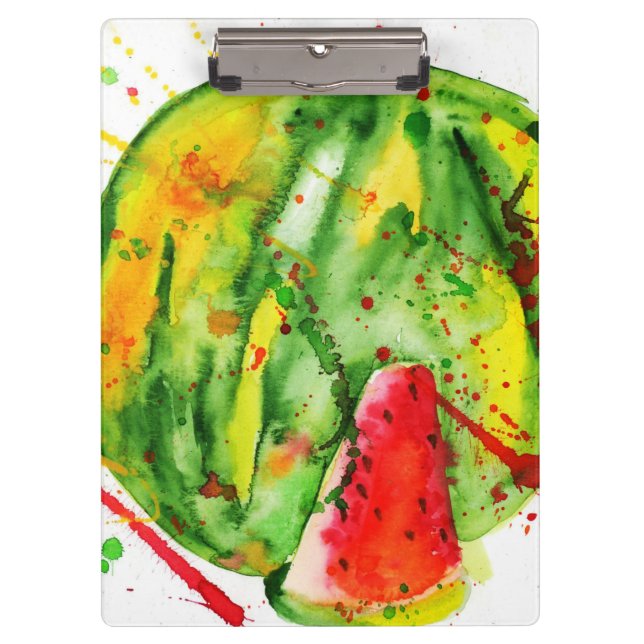 Abstract bright watercolor watermelon clipboard (Front)