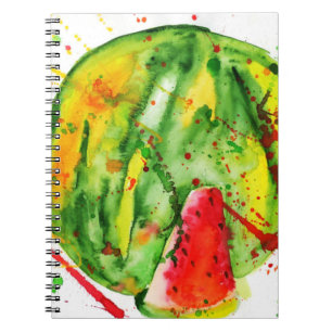 Abstract bright watercolor watermelon notebook