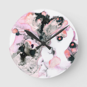 abstract bright watercolour round clock