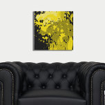 Abstract Bright Yellow & Black Splatter Faux Canvas Print<br><div class="desc">A bright abstract black and yellow wall art makes the digital paint splatter stand out. The daring artwork allows colour customisation by adjusting the fill colour to your friend's new home decor colour. Mid-range tones work best and return the chosen colour lightened up with white or subdued with black. For...</div>