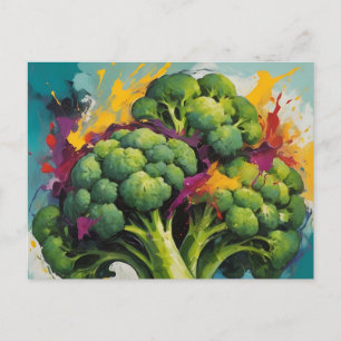 Abstract Broccoli Pattern with Bold Brushstrokes Postcard