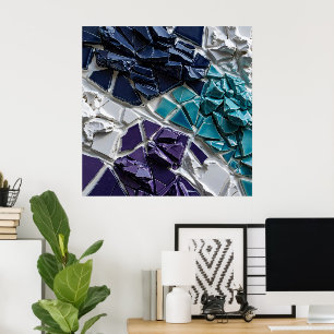Abstract Broken Ceramic Tile Mosaic with Glossy  Poster