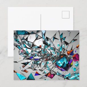 Abstract broken glass art postcard
