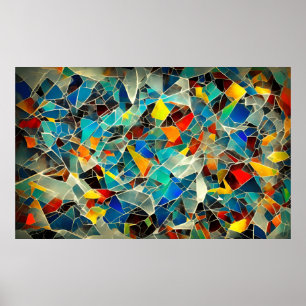 Abstract broken glass art poster