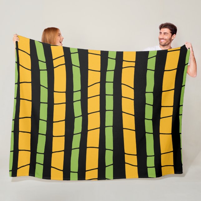 Abstract broken stripes fleece blanket (In Situ)