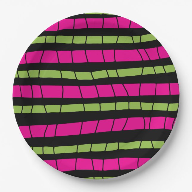 Abstract broken stripes paper plate (Front)