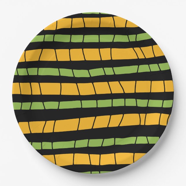 Abstract broken stripes paper plate (Front)