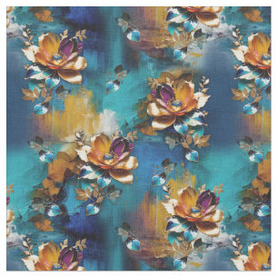 Abstract bronze, gold-blue baroque style  fabric