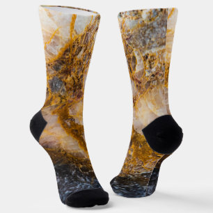 Abstract bronze white mineral rock texture socks