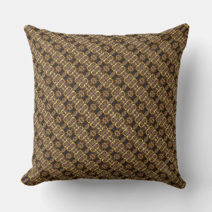 Abstract Brown and Gold Pattern Cushion