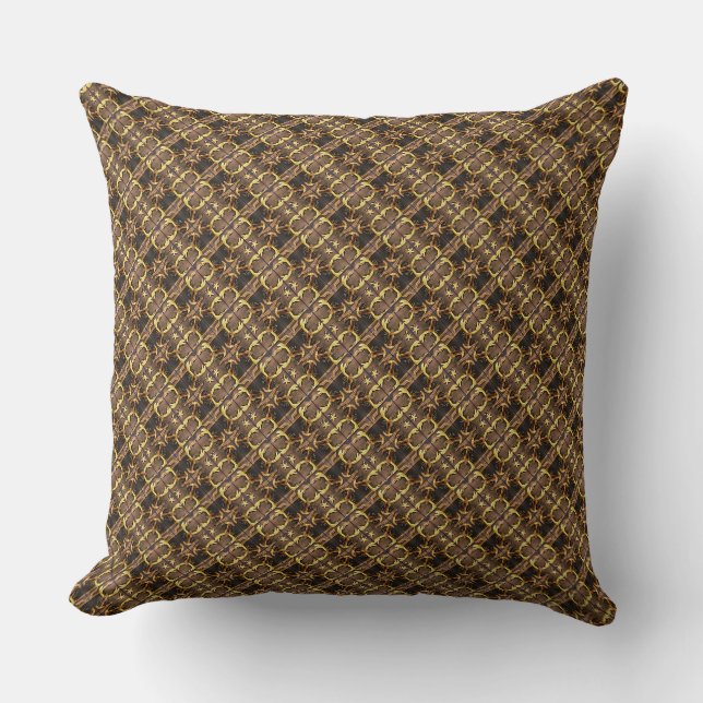 Abstract Brown and Gold Pattern Cushion (Front)