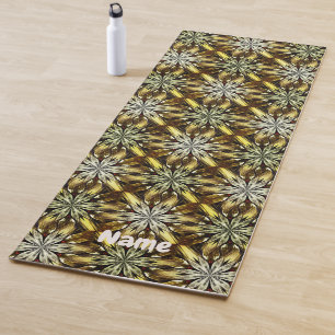 Abstract Brown And Gold Stars Personalised Yoga Mat