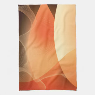 Abstract Brown and Orange Pattern Tea Towel