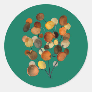 Abstract brown Autumn Earth Tree art Classic Round Sticker