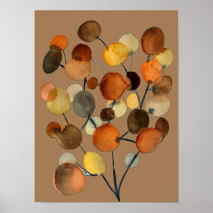 Abstract brown Autumn Earth Tree art Poster