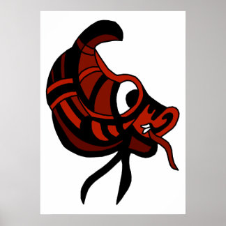 Abstract Brown Dragon Head 1 Poster