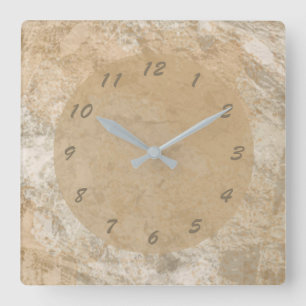 Abstract Brown Faux Marble Square Wall Clock