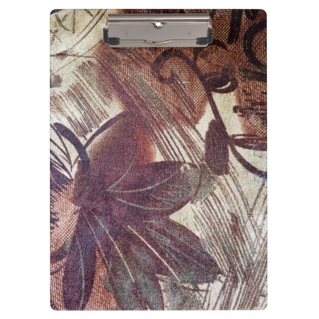 Abstract Brown Floral Design 1 Clipboard (Front)