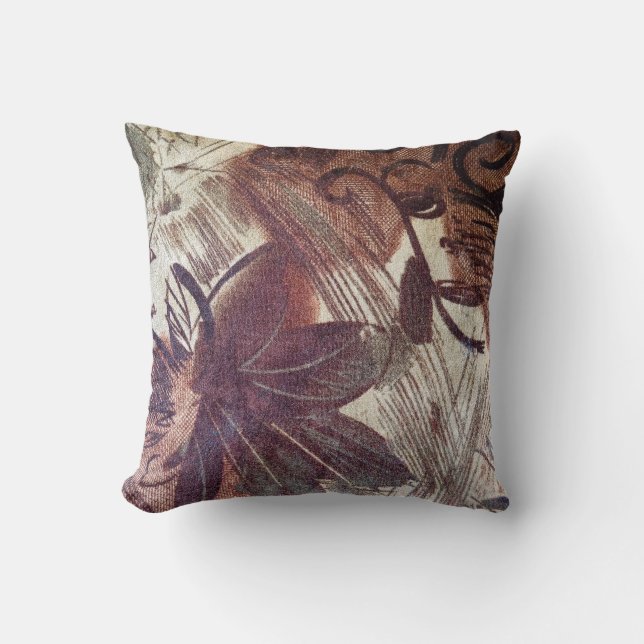 Abstract Brown Floral Design 1 Cushion (Front)