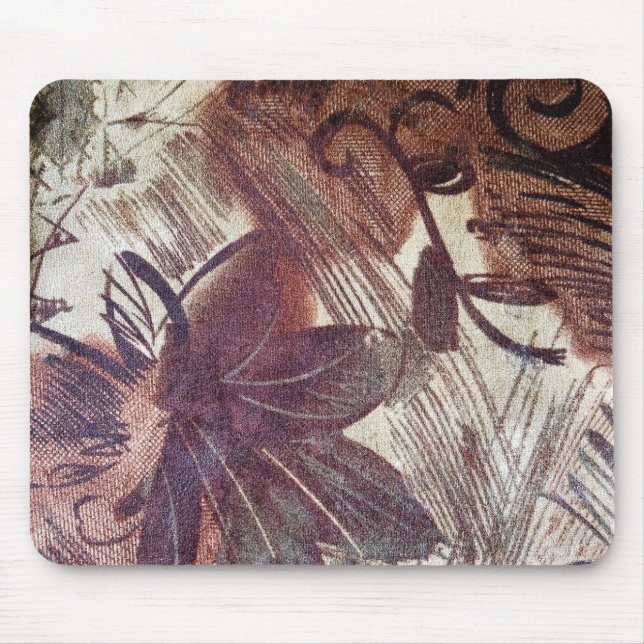 Abstract Brown Floral Design 1 Mouse Pad (Front)