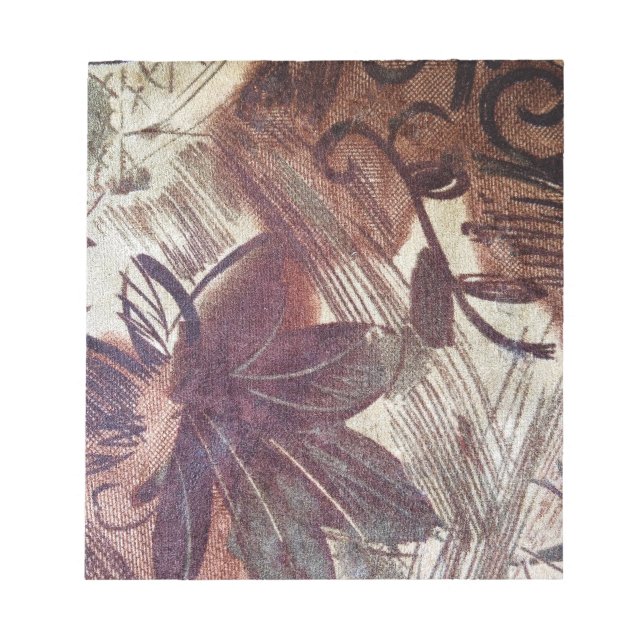 Abstract Brown Floral Design 1 Notepad (Front)