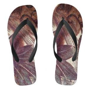Abstract Brown Floral Design 1 Thongs