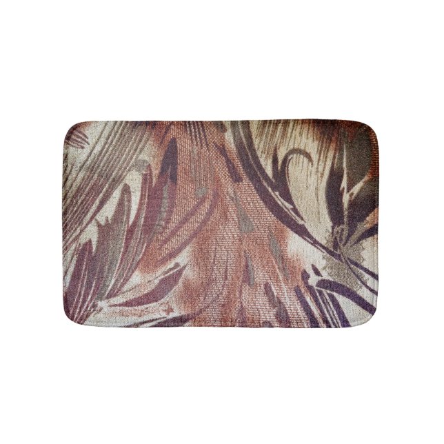 Abstract Brown Floral Design 2 Bath Mat (Front)