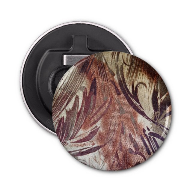 Abstract Brown Floral Design 2 Bottle Opener (Front)