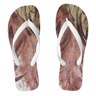 Abstract Brown Floral Design 2 Thongs