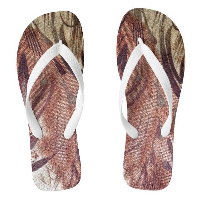 Abstract Brown Floral Design 2 Thongs (Footbed)