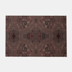 Abstract brown flowers with gold doormat