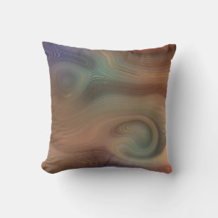 Abstract Brown Green Blue Gold Swirls Cushion