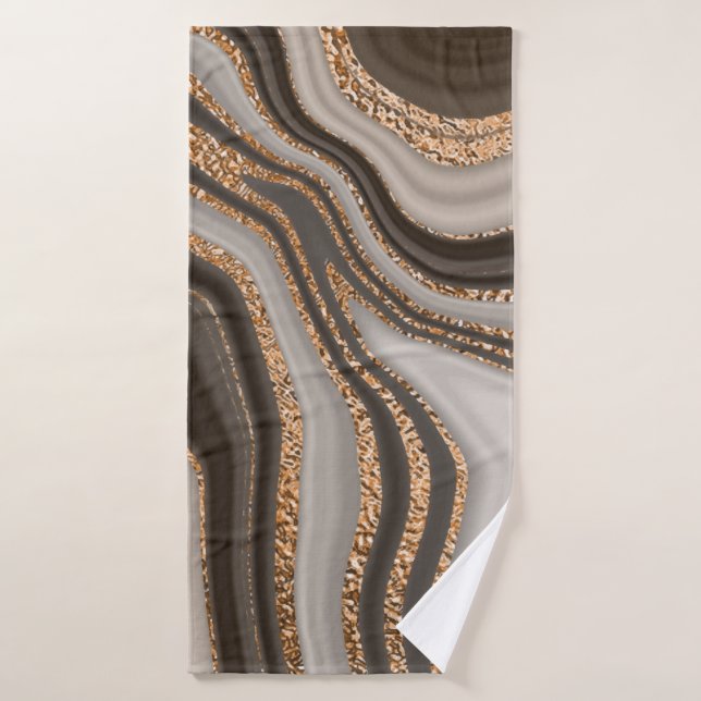 Abstract brown marble with gold texture bath towel (Bath Towel)