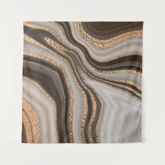 Abstract brown marble with gold texture tapestry