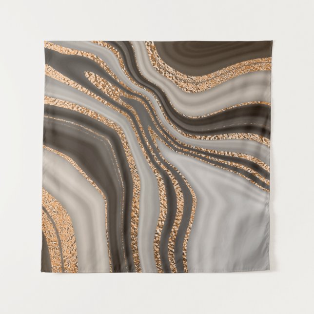 Abstract brown marble with gold texture tapestry (Front)