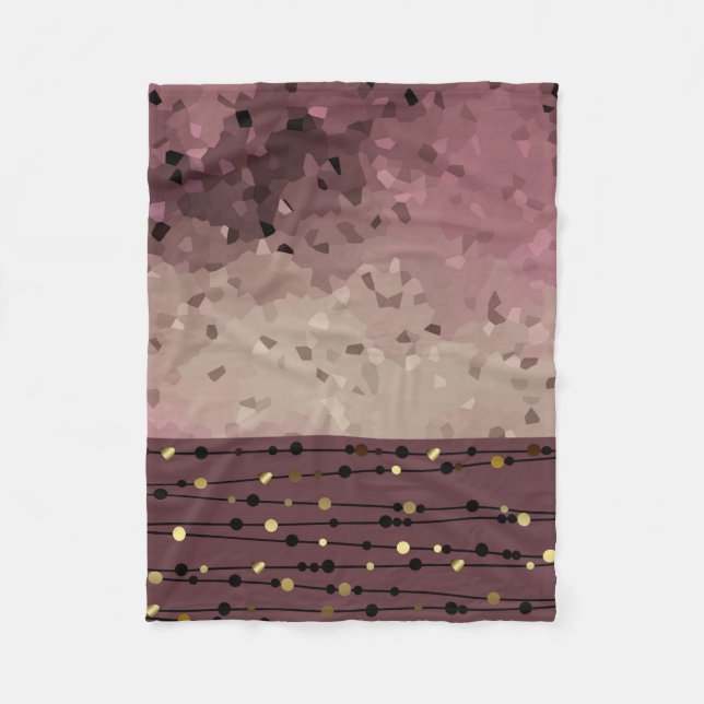 Abstract, brown, pink, pink-brown fleece blanket (Front)
