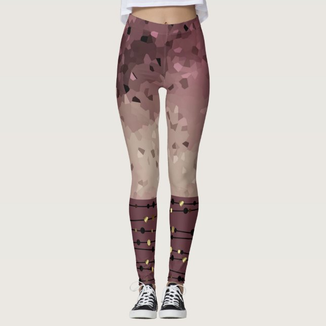 Abstract, brown, pink, pink-brown leggings (Front)