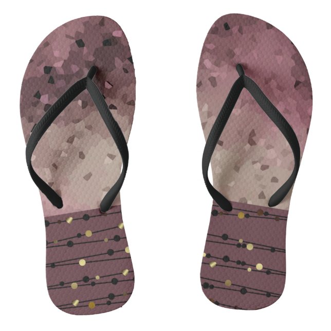 Abstract, brown, pink, pink-brown thongs (Footbed)