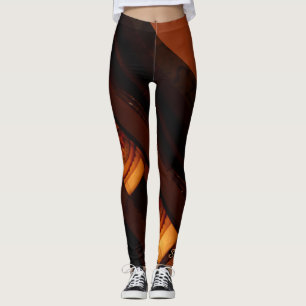 Abstract Brown, Rust, Gold with Name Fashion Leggings