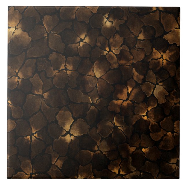 Abstract Brown Shapes Ceramic Tile (Front)