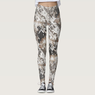 Abstract Brown Urban Grunge Pattern Womens Leggings
