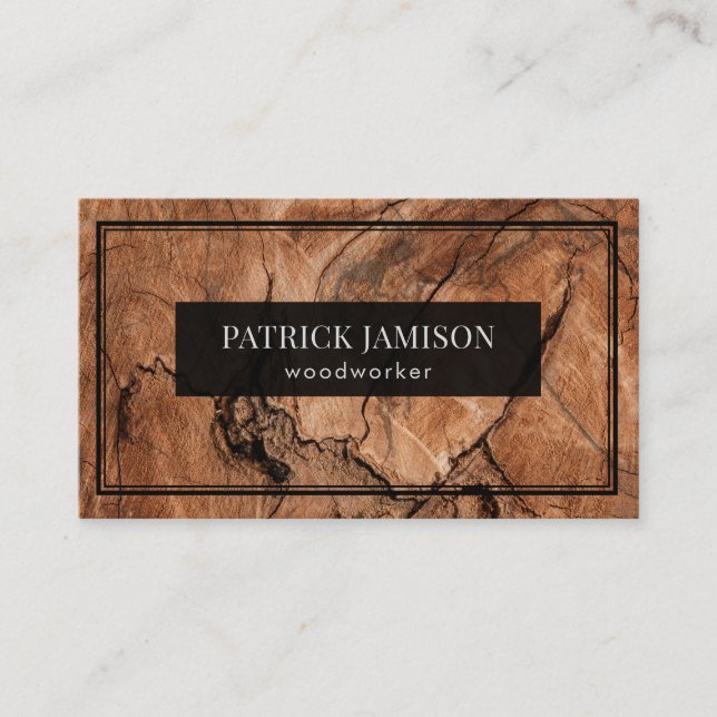 Abstract Brown Wood Design Business Card (Front)